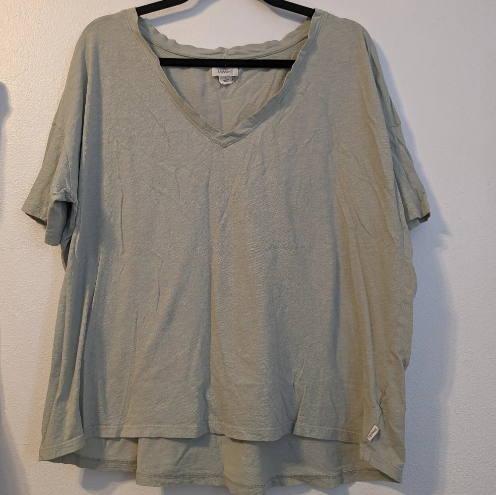 UpWest Anytime Clean Cotton V-neck Tee - Picture 1 of 4